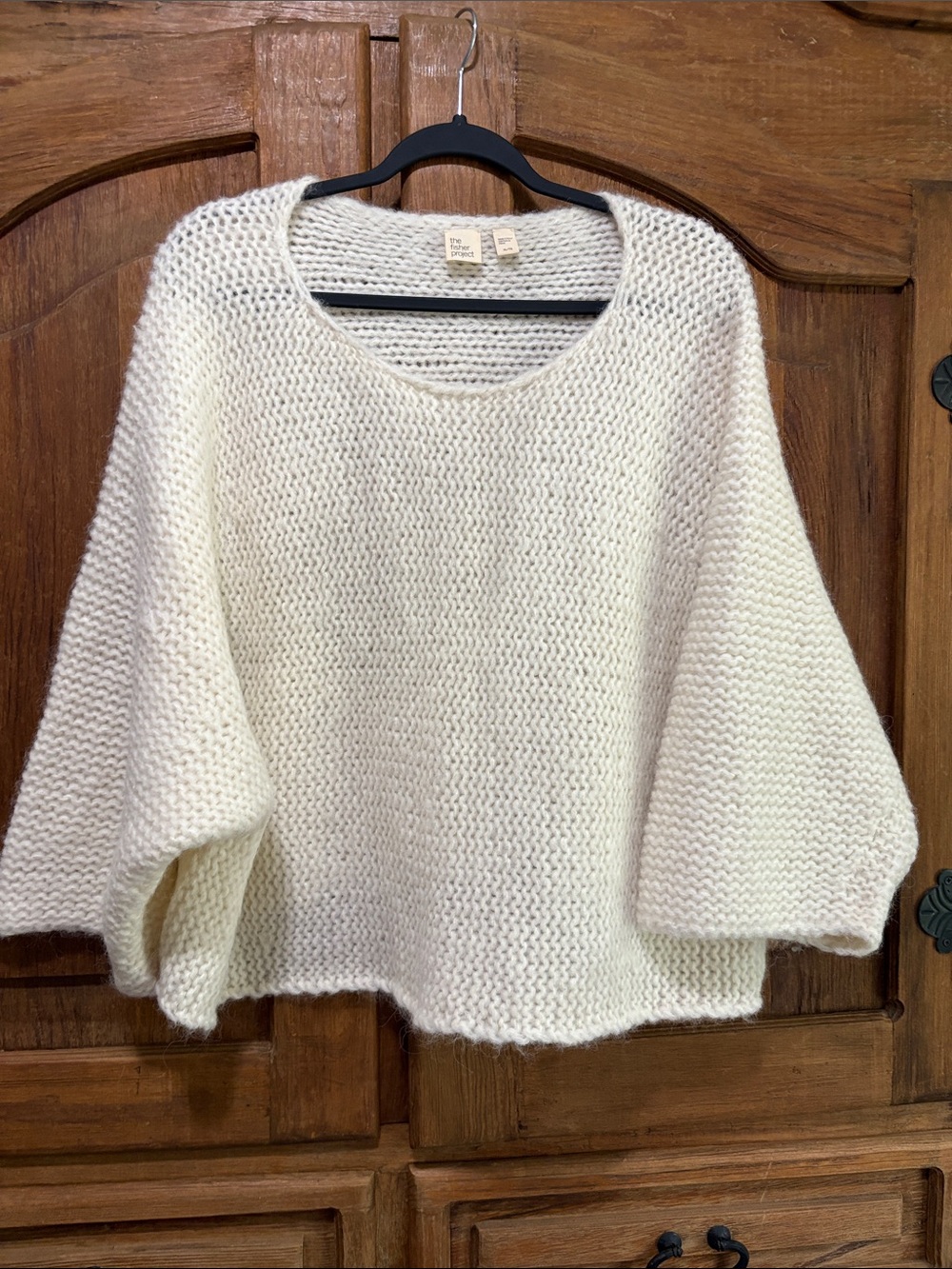 The Fisher Project Relaxed Scoop-Neck Knit Sweater in Cream